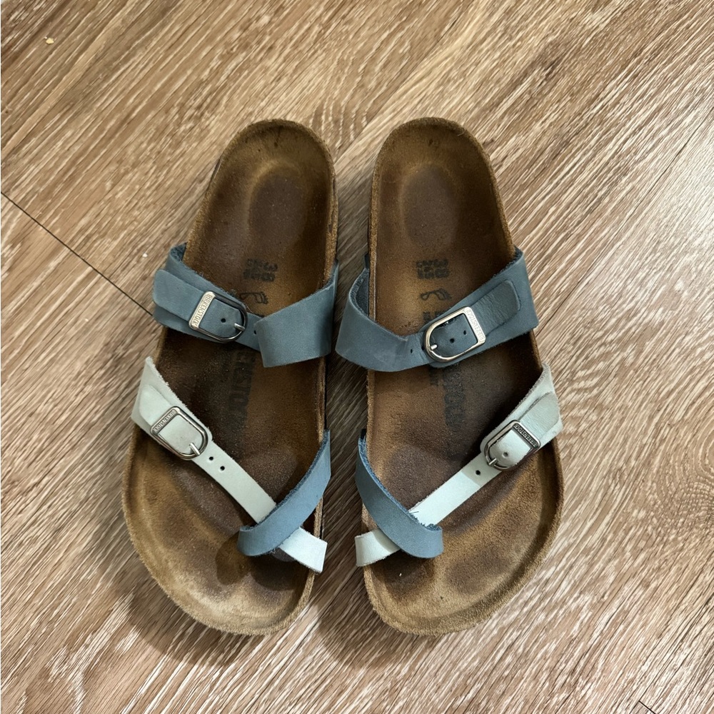 Mayari Dove Blue and Mineral Birkenstocks